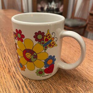 Vintage Flower Power Smiley Face Coffee Cup Mug by Betallic